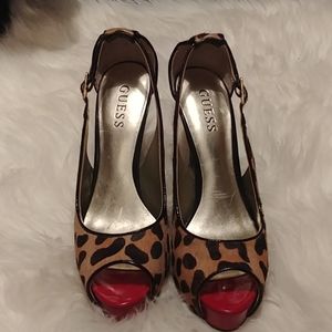 Guess Leopard Print Peep-Toe Stiletto